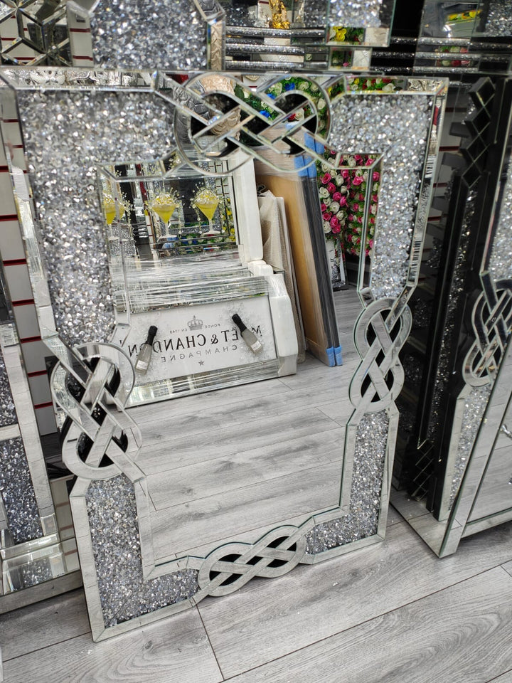 120x80cm diamond crush Celtic cross knot wall mirror