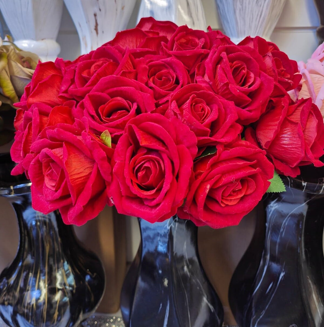 Red artificial rose buds 12x