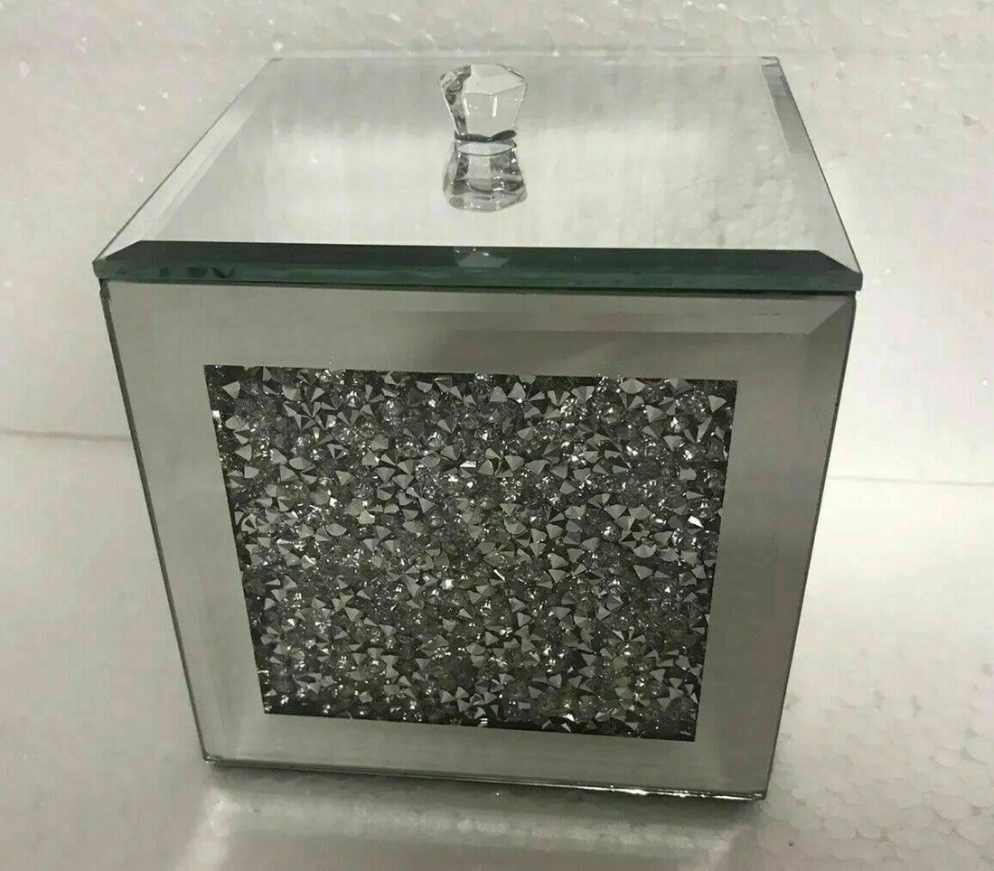 Crushed crystal jewellery box 10x10cm