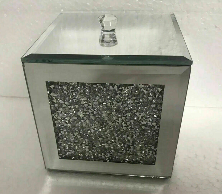 Crushed crystal jewellery box 10x10cm