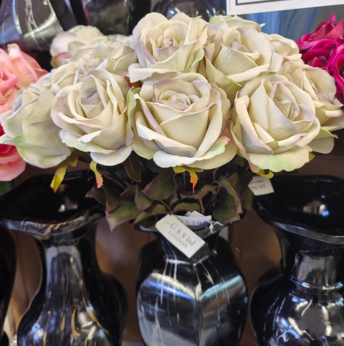 Champagne artificial rose buds 12x