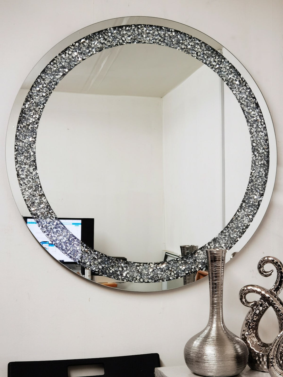 Extra Large Jewel Round Mirror diamante dressing mirror