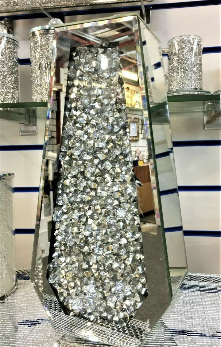 Silver mirrored floor vase crushed diamond decor