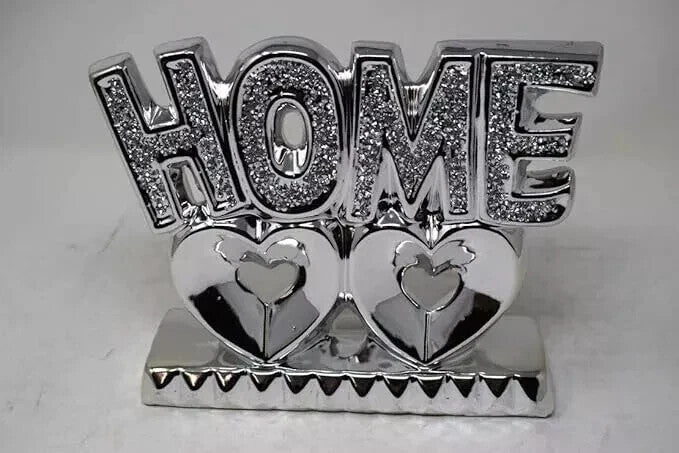 Double heart crystal ornament silver design