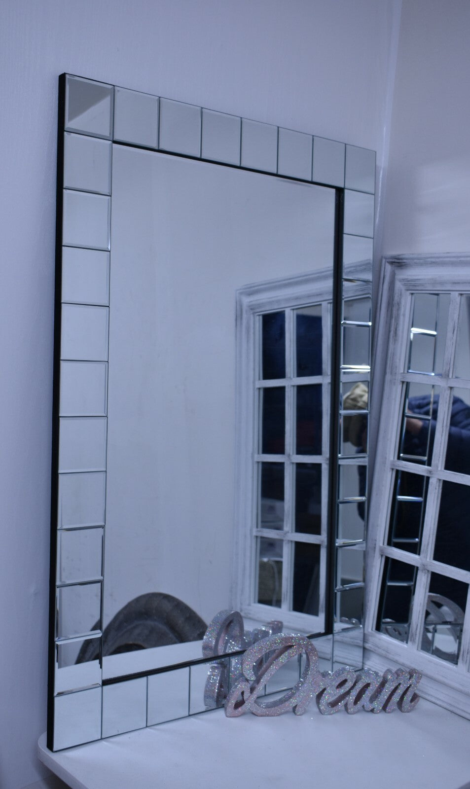 Large bevelled edge wall mirror modern decor