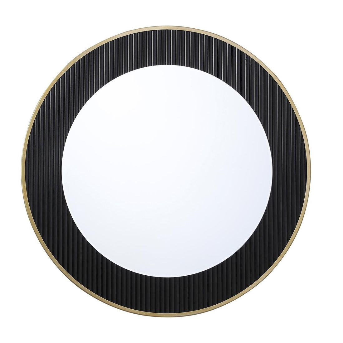 ribbed gold round wall mirror black metal frame modern home décor mirror