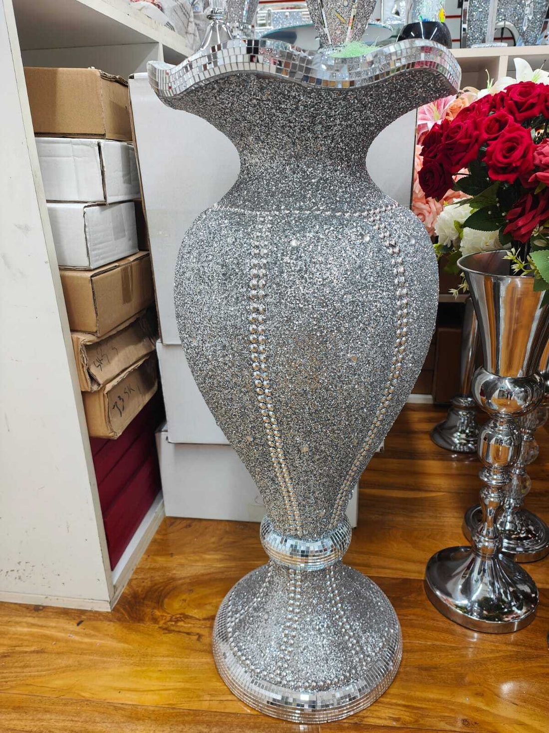 Gold crushed diamond glitter floor vase 80cm