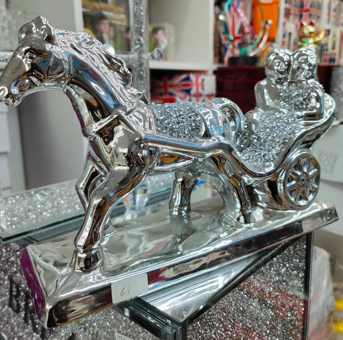 Horse carriage ornament crushed diamond wedding décor luxury shelf ornament