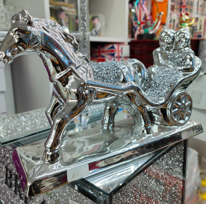Horse carriage ornament crushed diamond wedding décor luxury shelf ornament