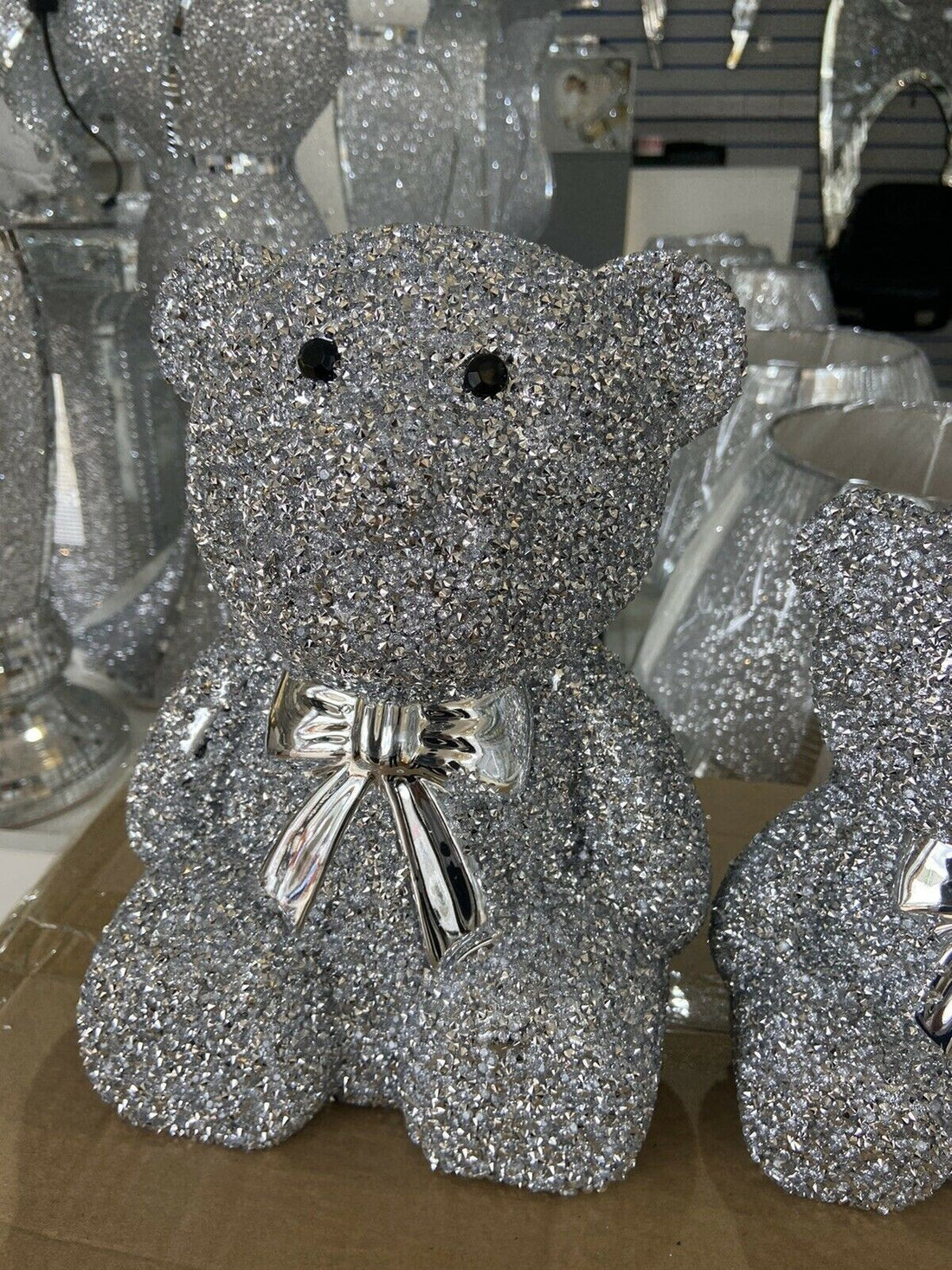Crushed crystal teddy bear set