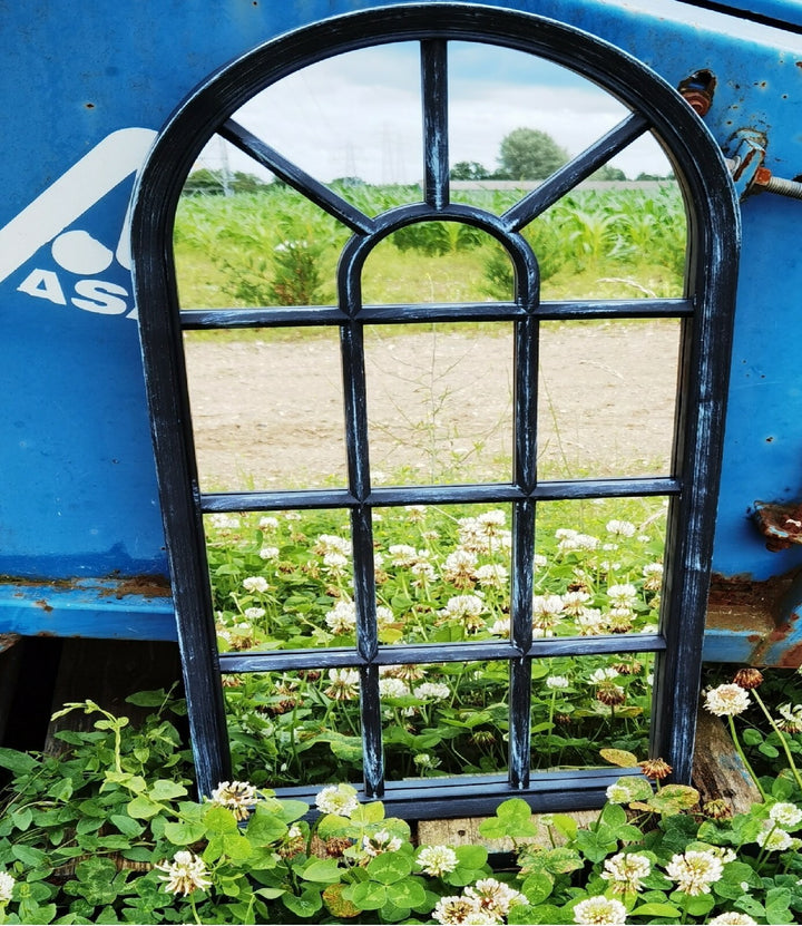 Arched window style wall mirror 69x35cm
