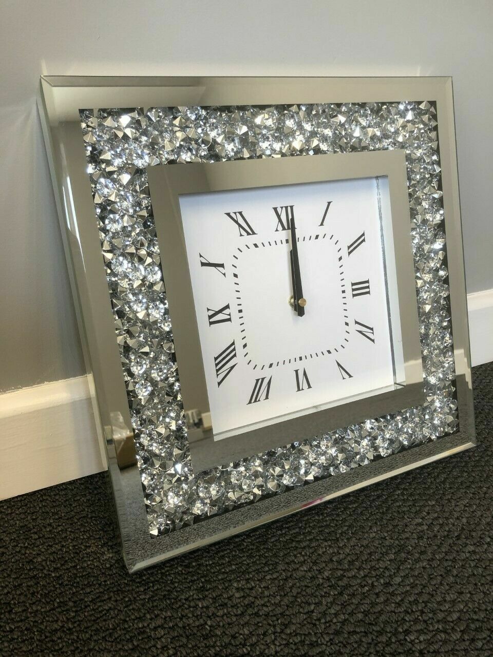 Crushed Jewel Roman Number Wall Clock 30x30cm