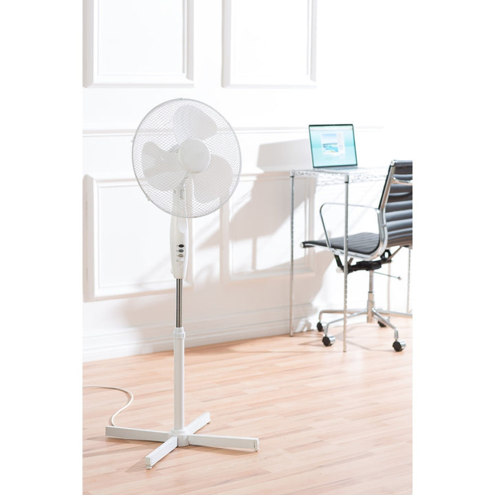 White multicolour pedestal desk wall fan