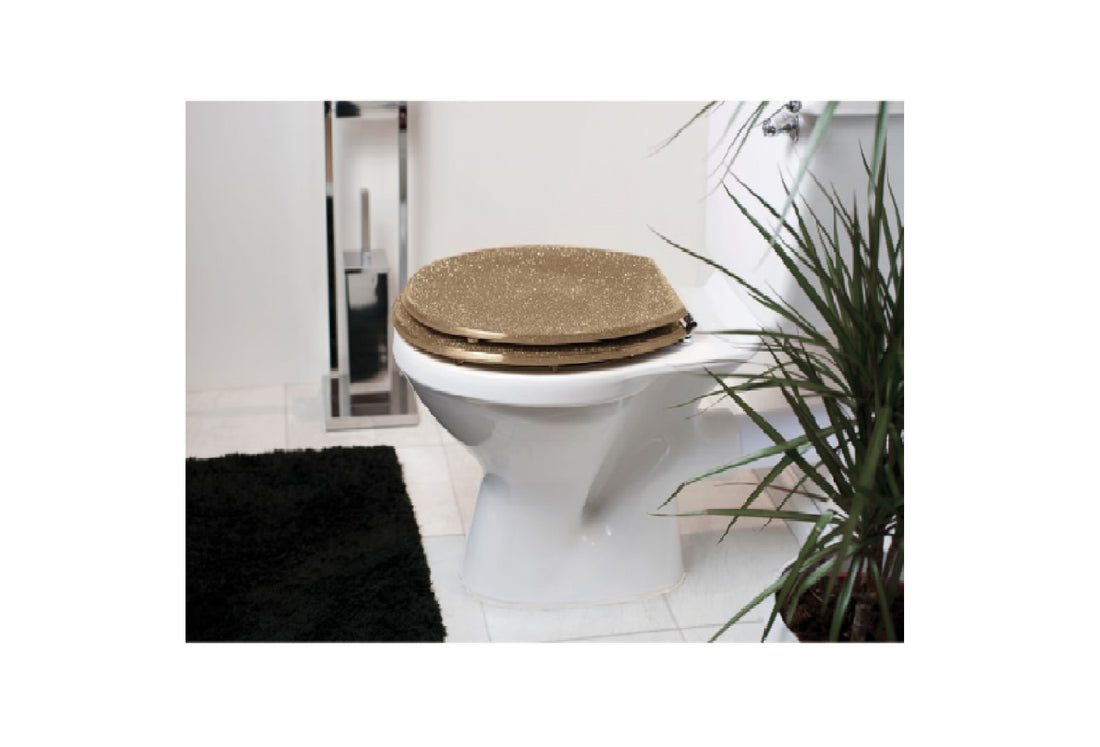 Glitter resin toilet seat gold