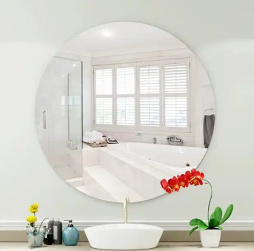 Frameless bevelled bathroom mirror round HD wall mirror modern décor