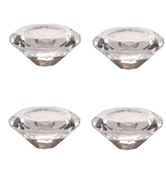 Clear Crystal Tealight Candle Holders Set of 4