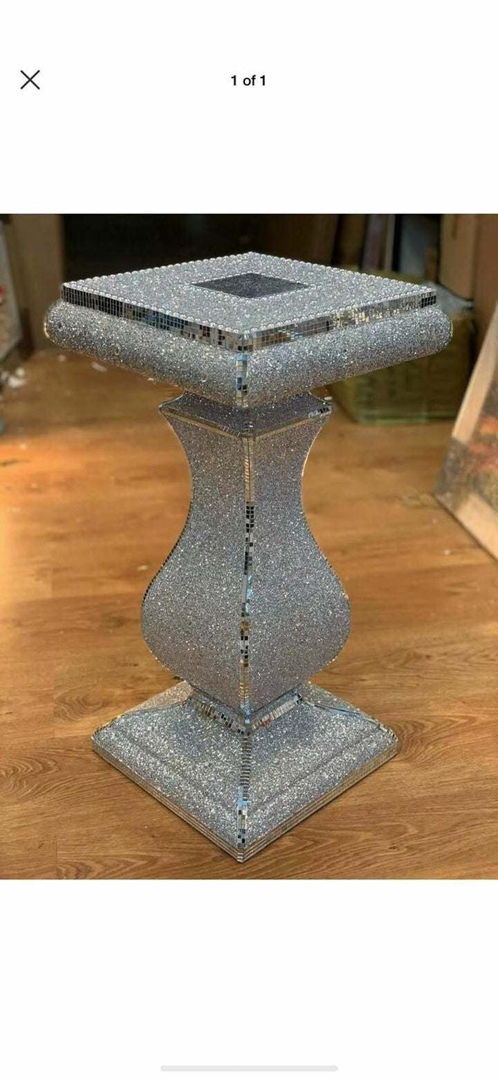 Silver crushed diamond crystal end table 7