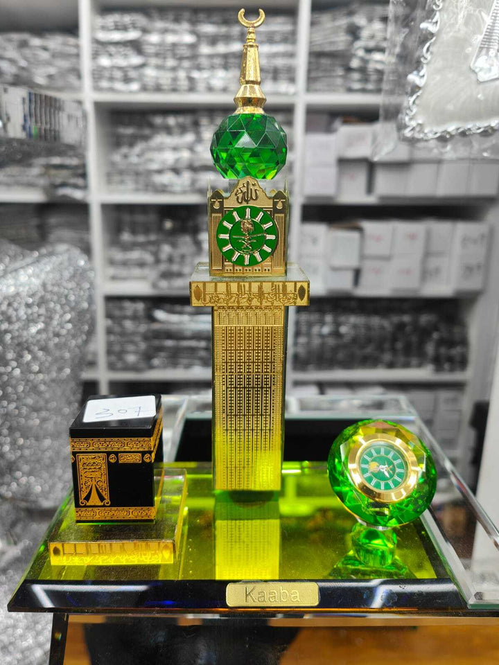 Crystal glass Makkah ornament Kaaba with clock tower