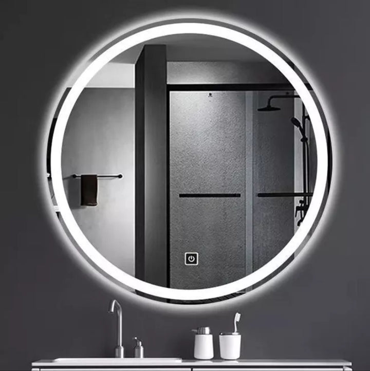 Anti fog LED bathroom mirror round design