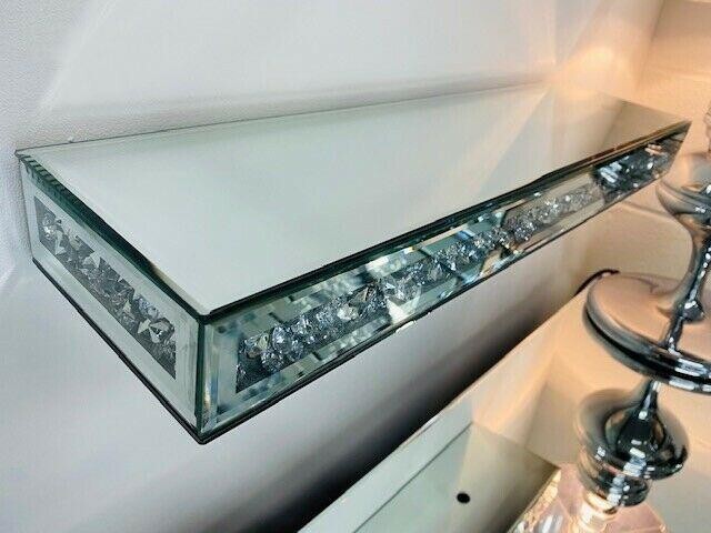 mirrored floating wall shelf sparkle decor