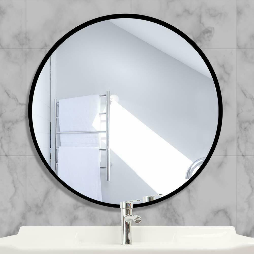Industrial round black metal wall mirror 80cm
