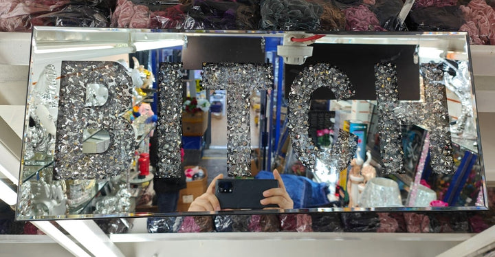 Diamond mirror wall plaque crushed crystal sparkle wall art decor