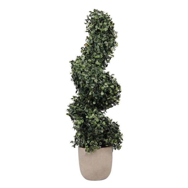 Faux spiral ivy in white ceramic pot