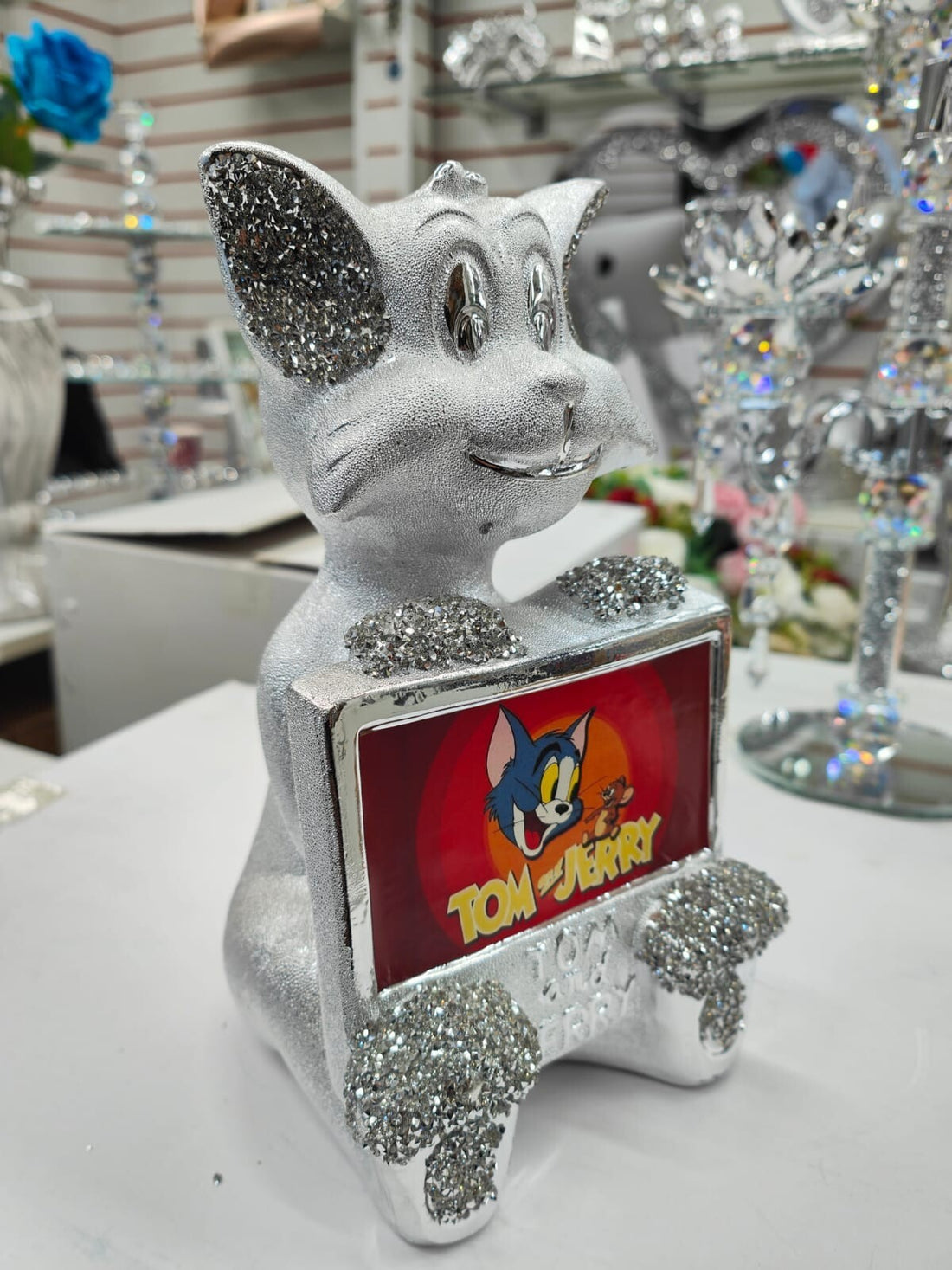 Crystal cartoon ornament silver sparkle decor
