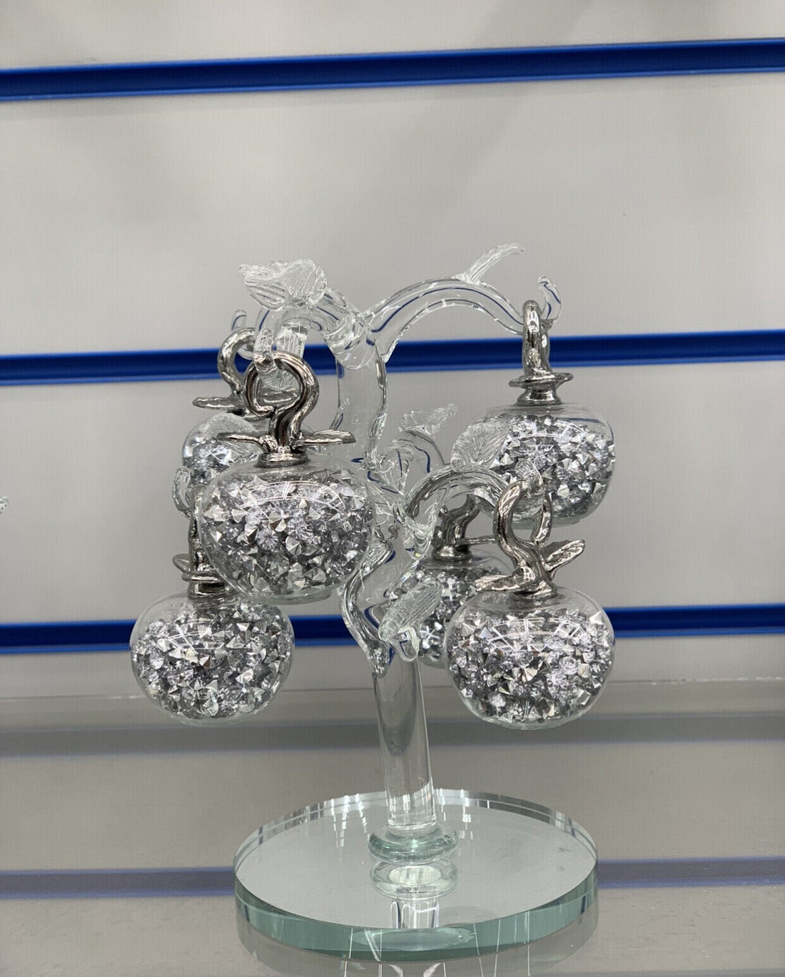 Crushed diamond crystal glass tree ornament sparkly home decor