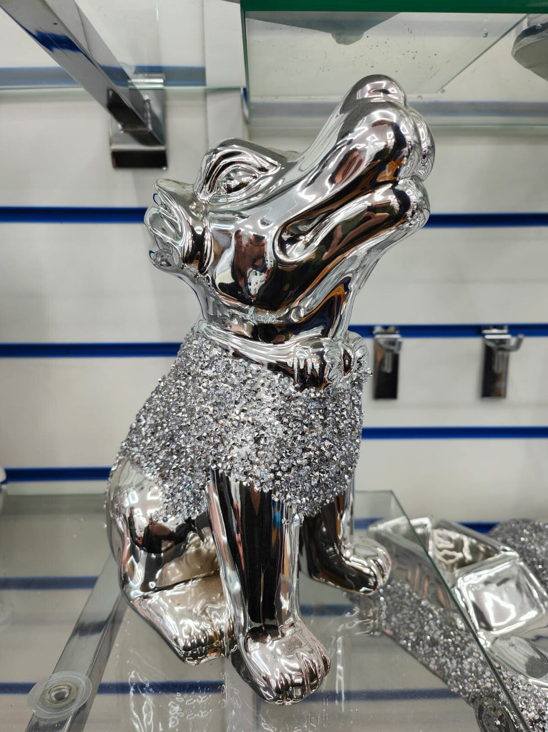 Crushed diamond standing dog ornament style 1