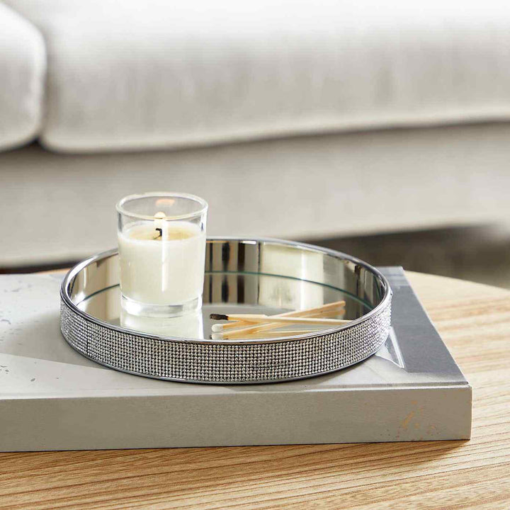 Round diamante strip tray home décor