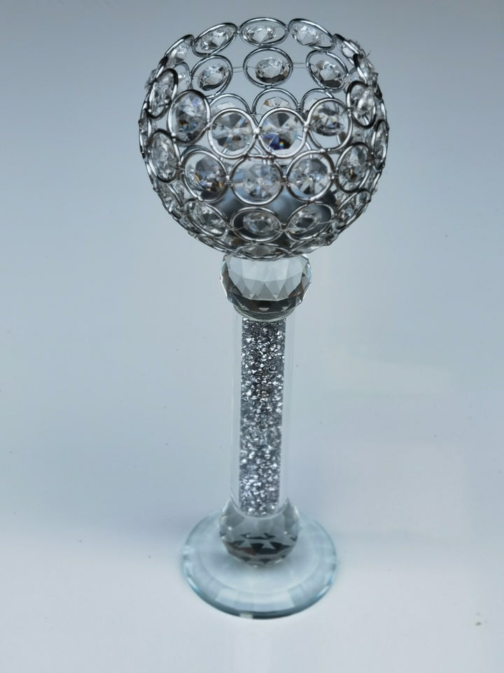 Diamond Crystal Pillar Candle Holder 29cm