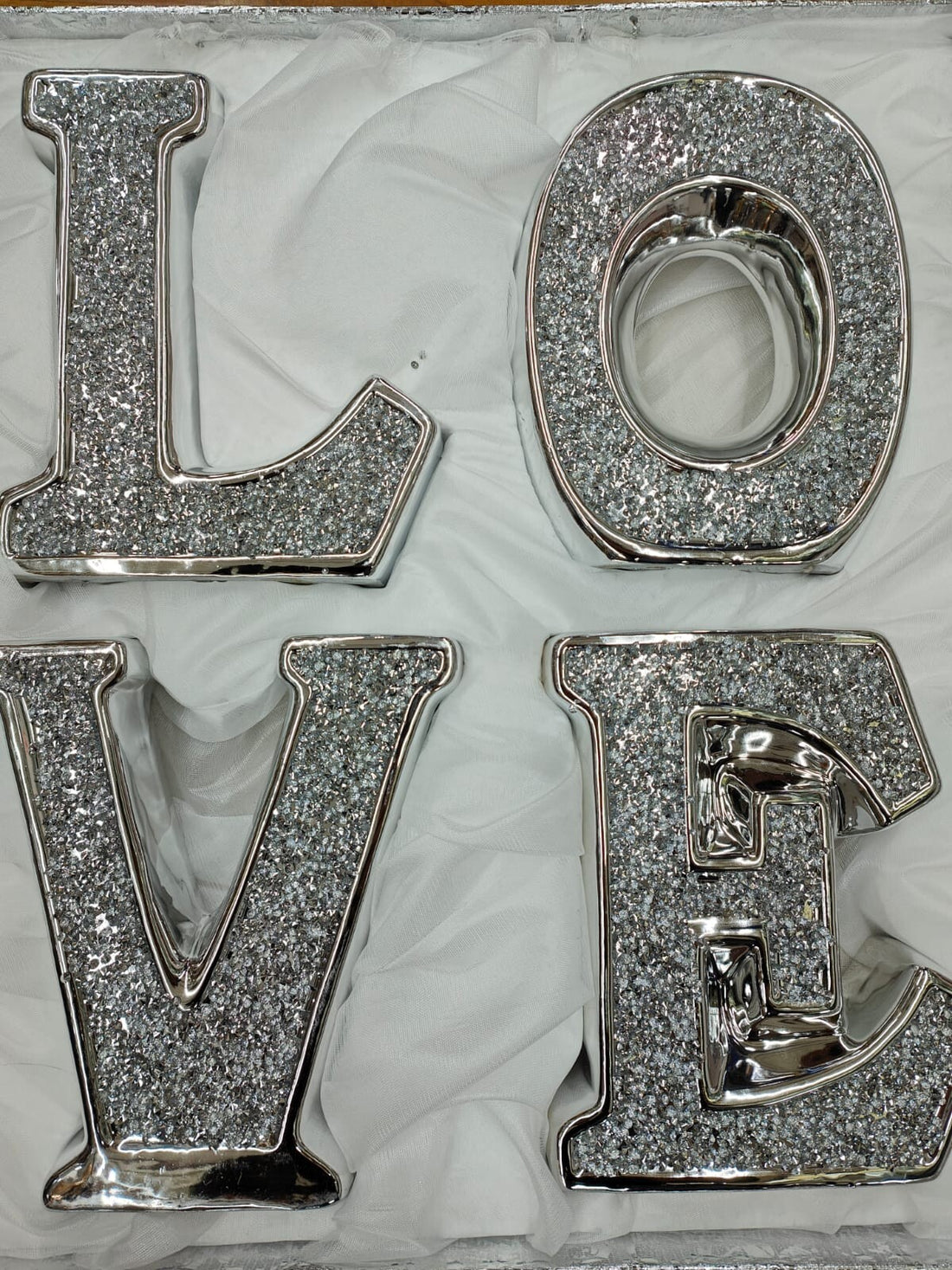 crystal love ornament decor silver