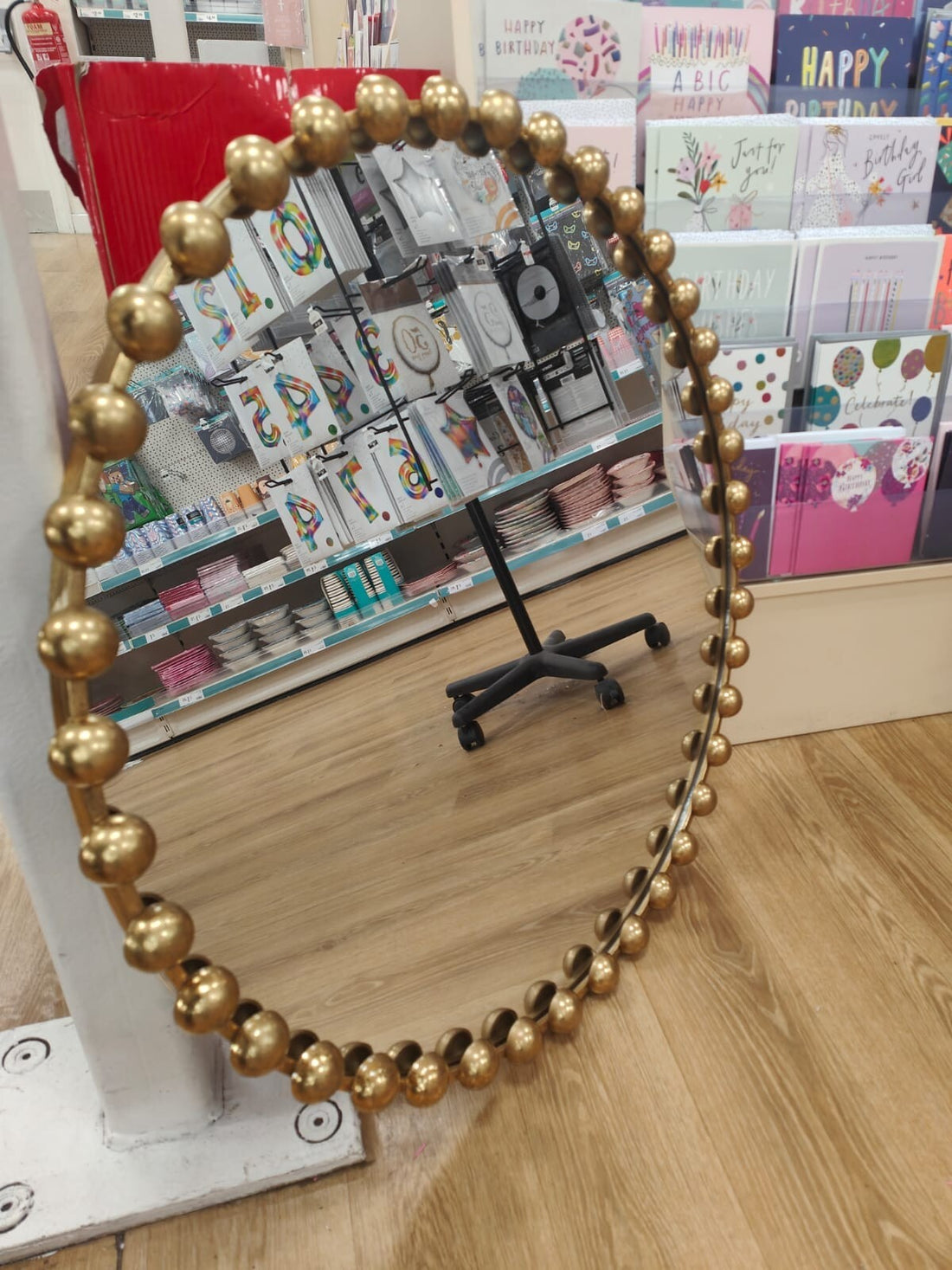 80cm gold circular wall mirror with beads