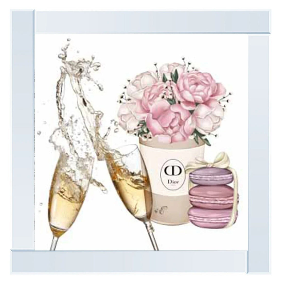 champagne glitter wall art mirrored frame decor