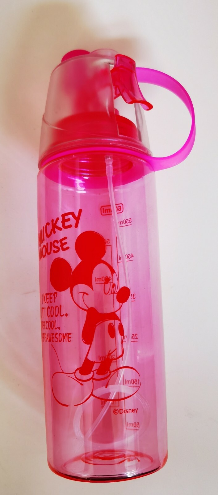 600ml water bottle with straw pink