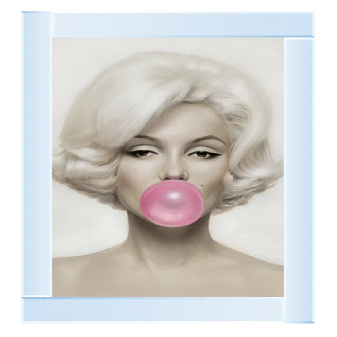 marilyn bubble gum glitter wall art mirrored frame decor