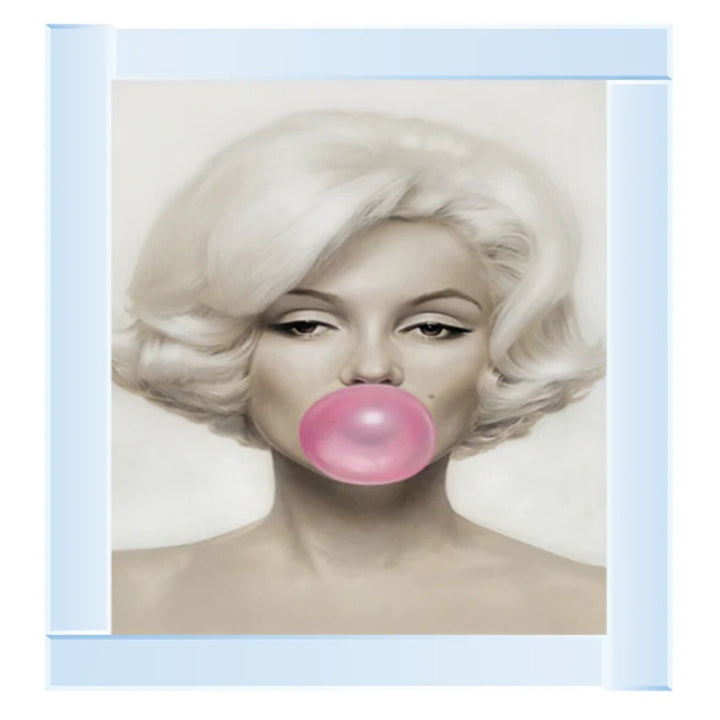 marilyn bubble gum glitter wall art mirrored frame decor