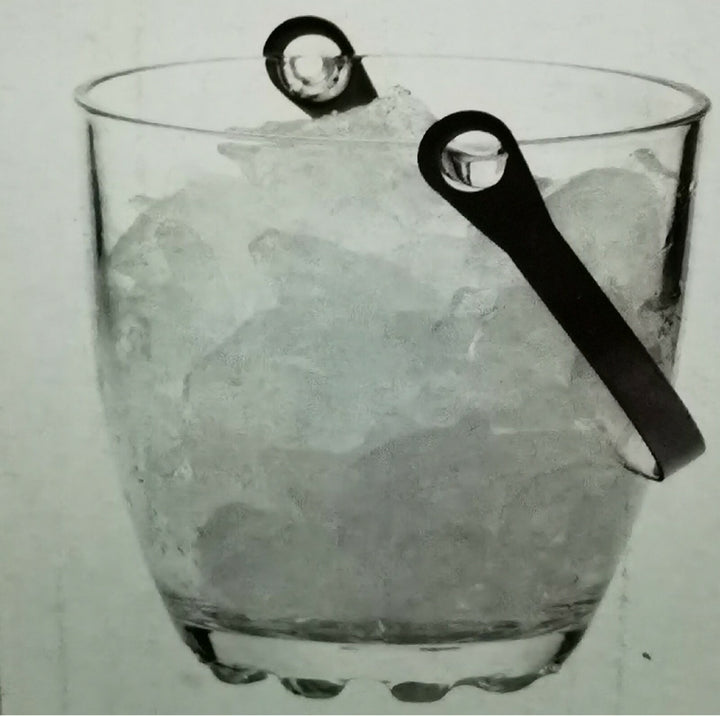 Glass ice bucket with handle & tongs