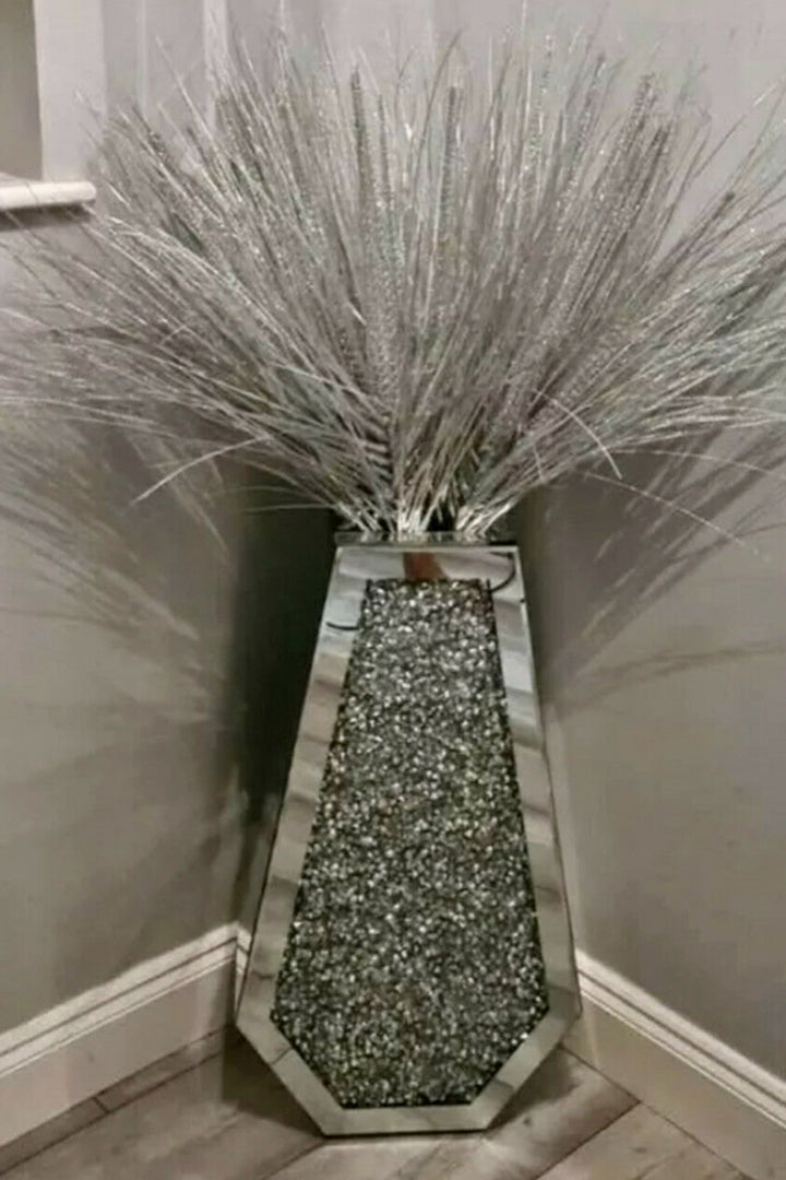 Crystal mirrored floor vase decor