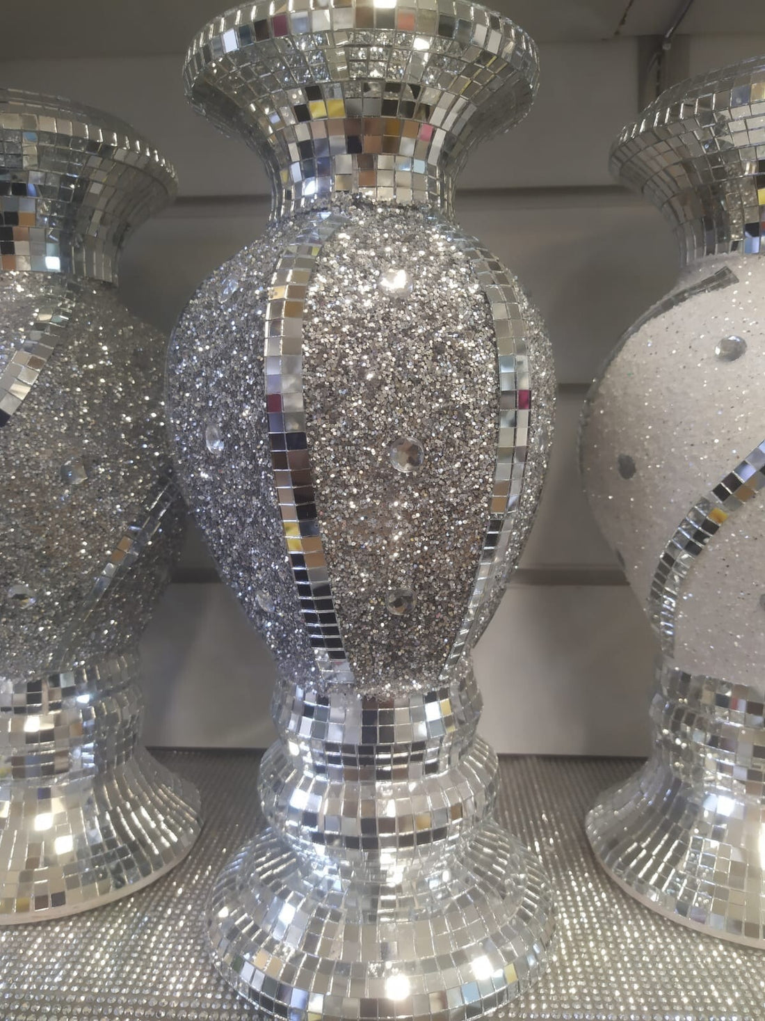 30cm silver mirrored floor vase style 055