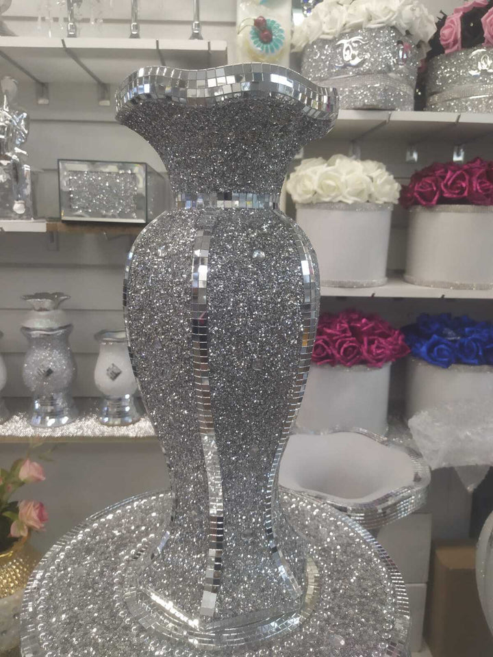 Silver twist glitter flower vase
