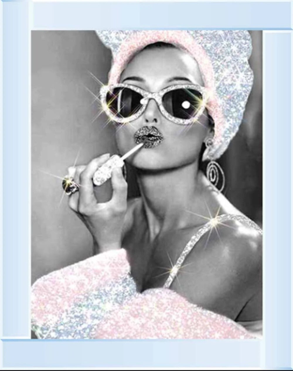 Audrey glitter mirrored wall art glamorous home decor piece