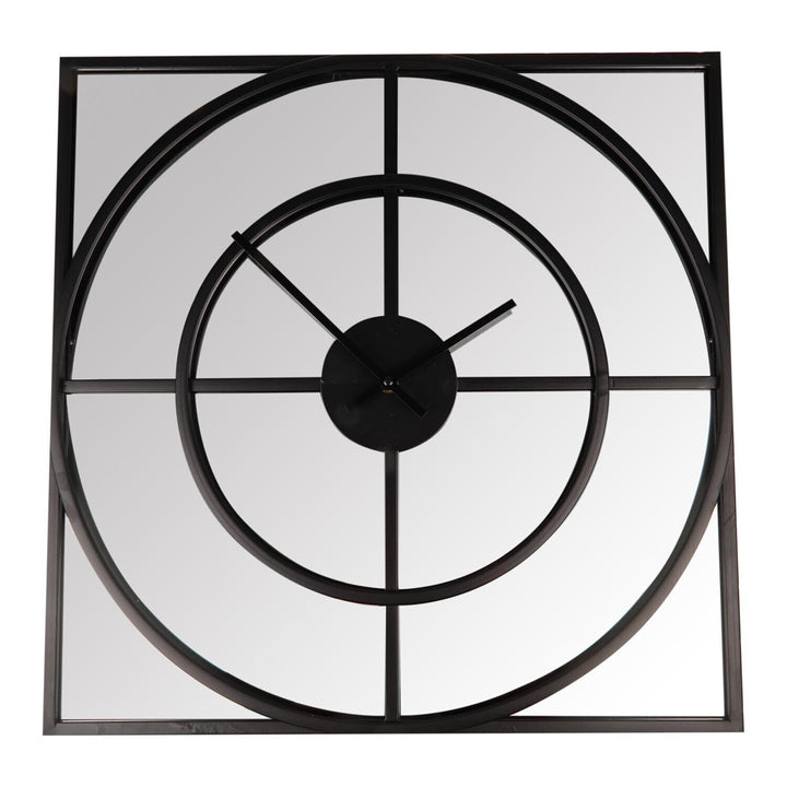 square mirrored wall clock decor