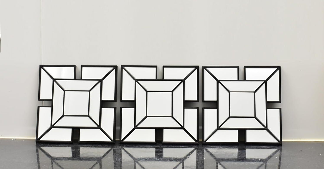 Art deco mirror wall set geometric