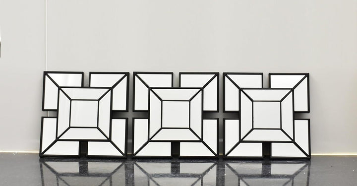 Art deco mirror wall set geometric