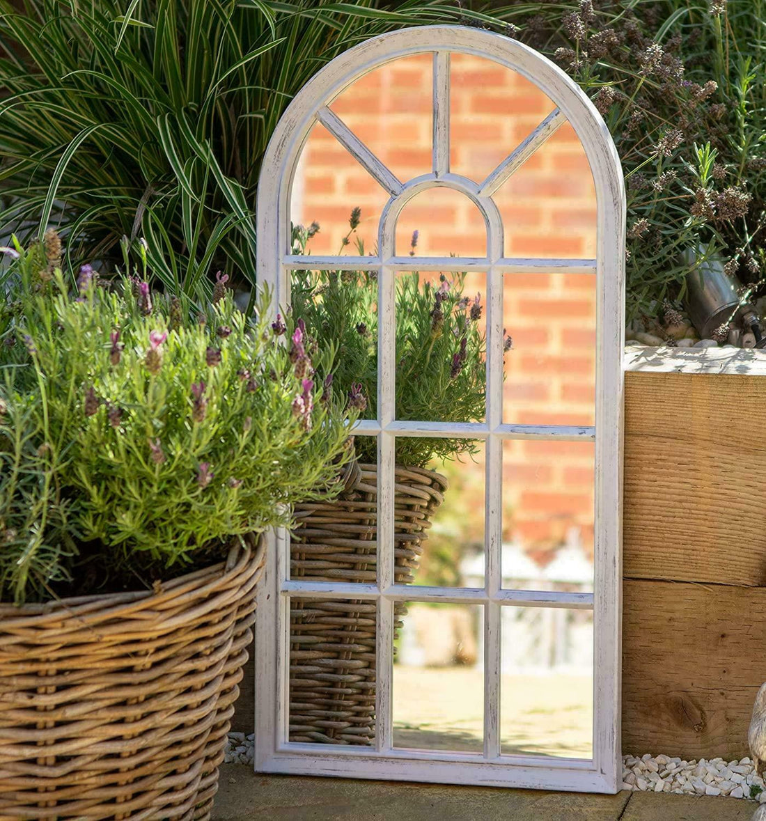 White window style wall mirror