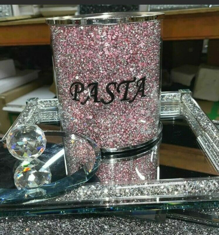 pink crushed crystal kitchen canisters tea coffee sugar jar set