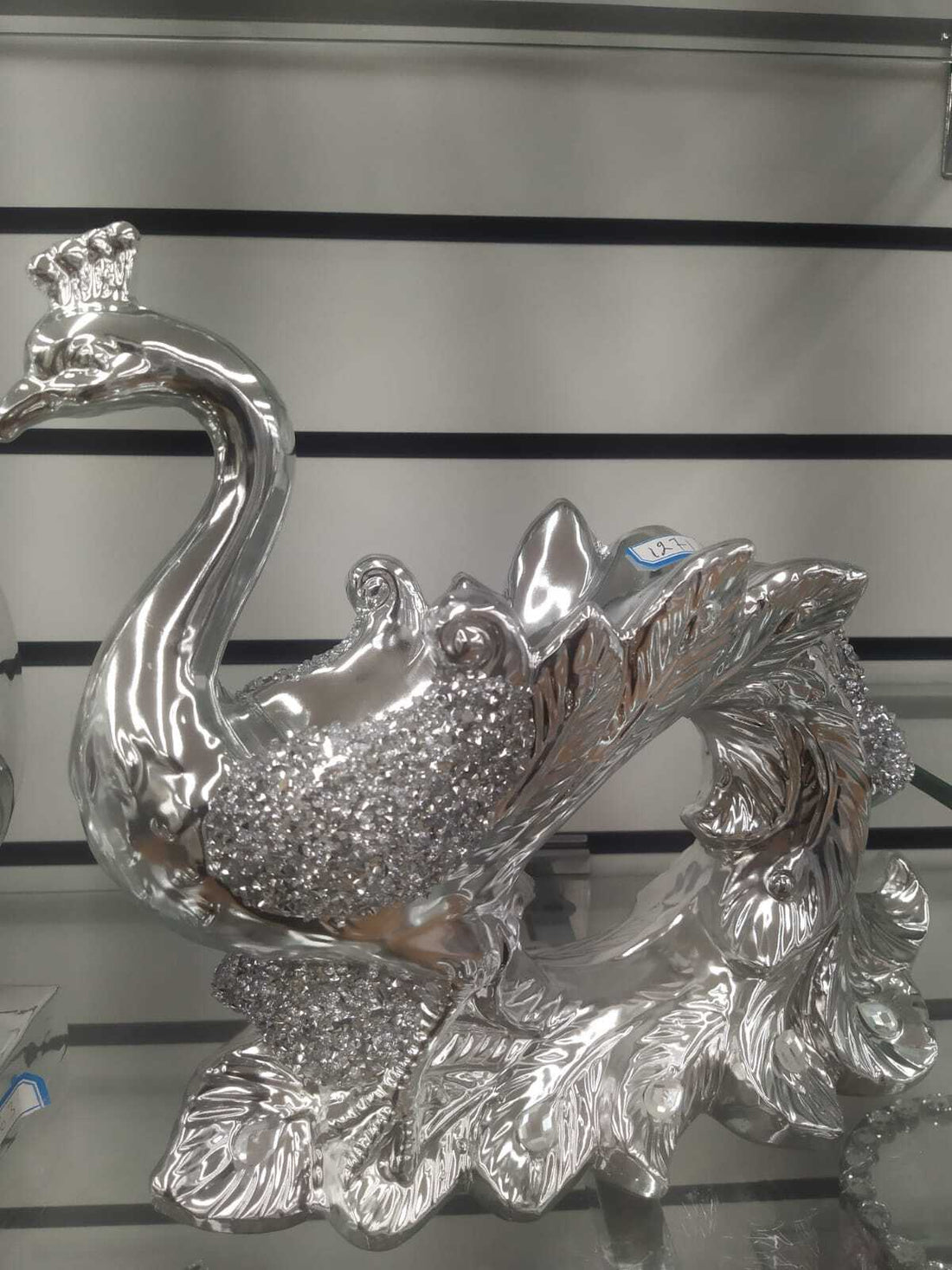 Silver duck decorative centerpiece ornament