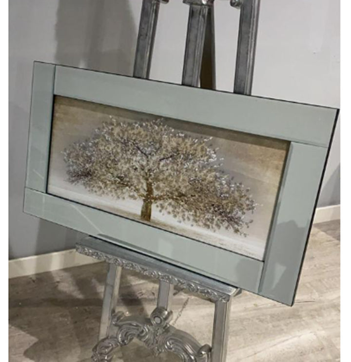Gold cherry blossom tree liquid wall art glitter